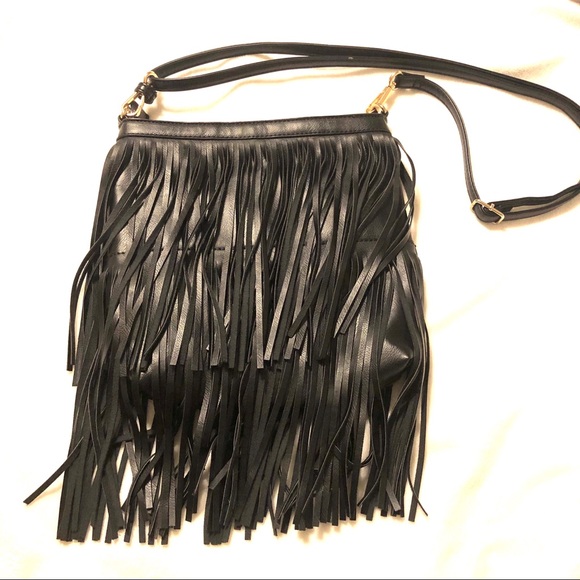 Handbags - Fringe Faux Leather Crossbody Bag